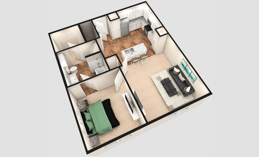 A2 - 1 bedroom floorplan layout with 1 bathroom and 780 square feet