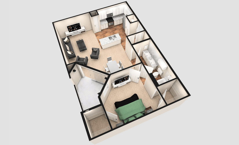 A3T - 1 bedroom floorplan layout with 1 bathroom and 920 square feet